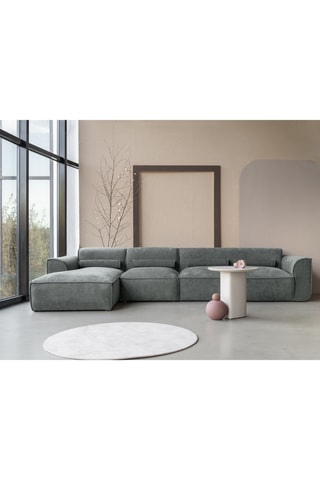 Canapé d'angle gauche Flex Felix - Gris - 6 places - En tissu chenille anti-tâche