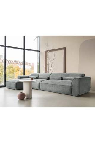 Canapé d'angle gauche Flex Felix - Gris - 6 places - En tissu chenille anti-tâche