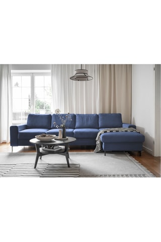 Canapé d'angle droit convertible Lofty Lilly - Bleu - 5 places - En polyester