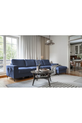 Canapé d'angle droit convertible Lofty Lilly - Bleu - 5 places - En polyester