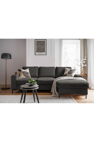 Canapé d'angle droit convertible Lofty Lilly - Anthracite - 4 places - En polyester