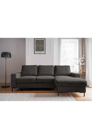 Canapé d'angle droit convertible Lofty Lilly - Anthracite - 4 places - En polyester