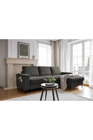 Canapé d'angle droit convertible Lofty Lilly - Anthracite - 4 places - En polyester