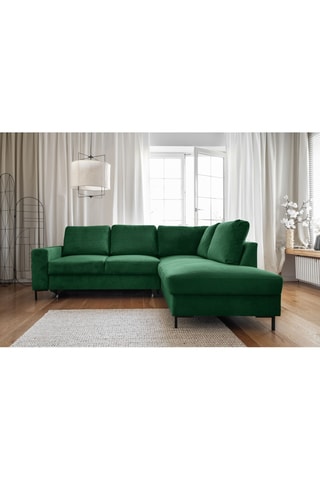 Canapé d'angle droit convertible Lofty Lilly - Vert - 6 places - En polyester