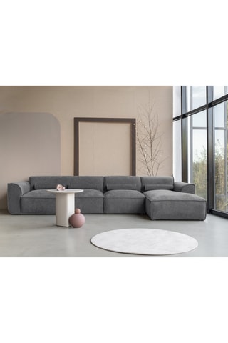 Canapé d'angle droit Flex Felix - Anthracite - 6 places - En tissu chenille anti-tâche