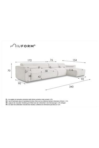 Canapé d'angle droit Flex Felix - Anthracite - 6 places - En tissu chenille anti-tâche