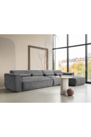 Canapé d'angle droit Flex Felix - Anthracite - 6 places - En tissu chenille anti-tâche