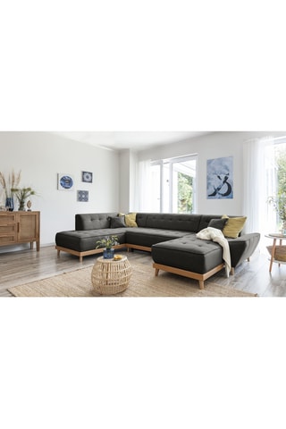 Canapé d'angle droit panoramique convertible Dazzling Daisy - Anthracite - 8 places - En tissu structuré