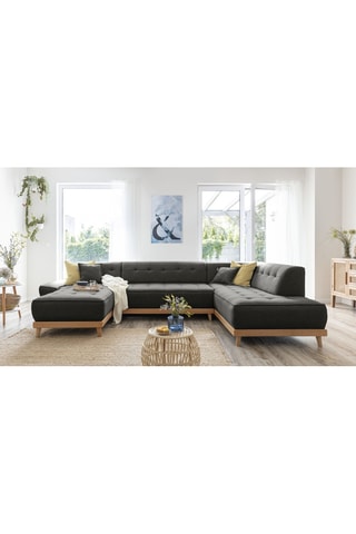 Canapé d'angle gauche panoramique convertible Dazzling Daisy - Anthracite - 8 places - En tissu structuré