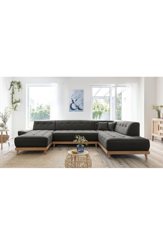 Canapé d'angle gauche panoramique convertible Dazzling Daisy - Anthracite - 8 places - En tissu structuré