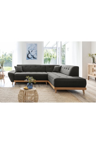 Canapé d'angle droit convertible Dazzling Daisy - Anthracite - 6 places - En tissu structuré