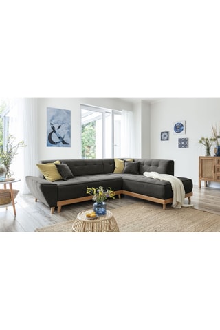 Canapé d'angle droit convertible Dazzling Daisy - Anthracite - 6 places - En tissu structuré