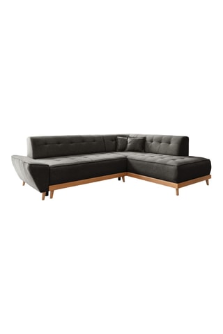 Canapé d'angle droit convertible Dazzling Daisy - Anthracite - 6 places - En tissu structuré