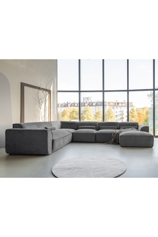 Canapé d'angle gauche Flex Felix - Gris foncé - 8 places - En tissu chenille anti-tache