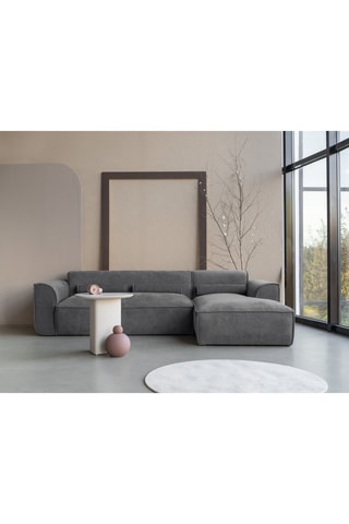 Canapé d'angle droit Flex Felix - Gris foncé - 4 places - En tissu chenille anti-tâche