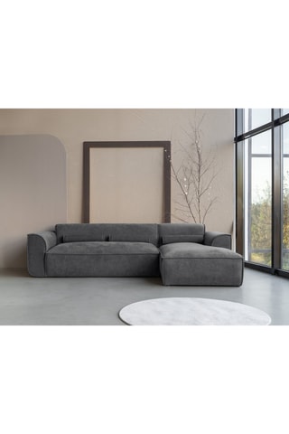 Canapé d'angle droit Flex Felix - Gris foncé - 4 places - En tissu chenille anti-tâche