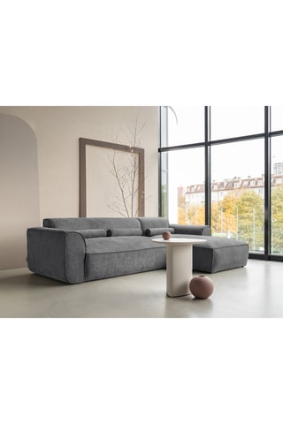 Canapé d'angle droit Flex Felix - Gris foncé - 4 places - En tissu chenille anti-tâche