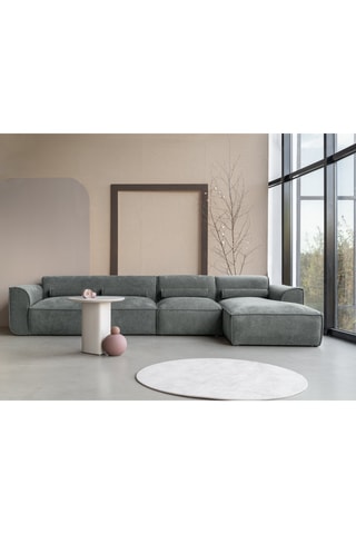 Canapé d'angle droit Flex Felix - Gris - 6 places - En tissu chenille anti-tâche