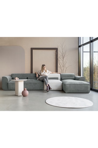 Canapé d'angle droit Flex Felix - Gris - 6 places - En tissu chenille anti-tâche