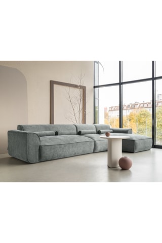 Canapé d'angle droit Flex Felix - Gris - 6 places - En tissu chenille anti-tâche