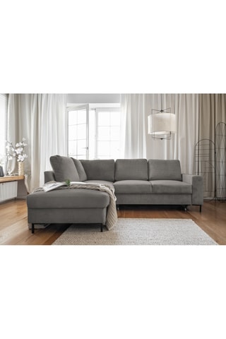 Canapé d'angle gauche convertible Lofty Lilly - Gris - 6 places - En polyester