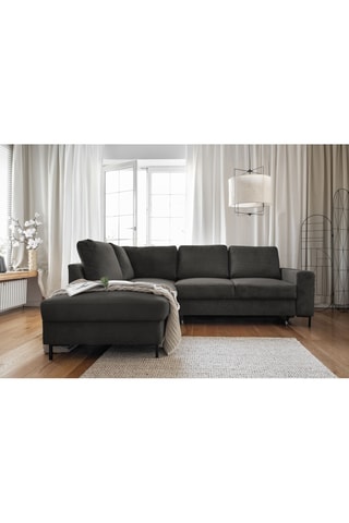 Canapé d'angle gauche convertible Lofty Lilly - Anthracite - 6 places - En polyester