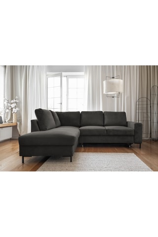 Canapé d'angle gauche convertible Lofty Lilly - Anthracite - 6 places - En polyester