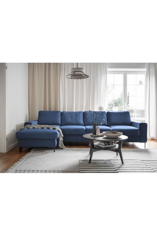 Canapé d'angle gauche convertible - Bleu - 5 places - En polyester