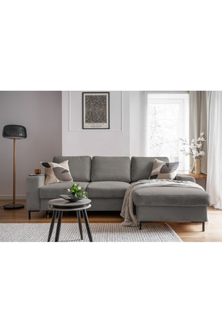 Canapé d'angle droit convertible Lofty Lilly - Gris - 4 places - En polyester