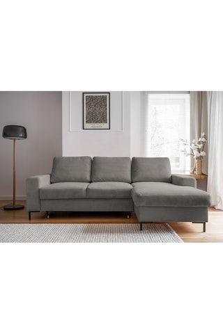 Canapé d'angle droit convertible Lofty Lilly - Gris - 4 places - En polyester