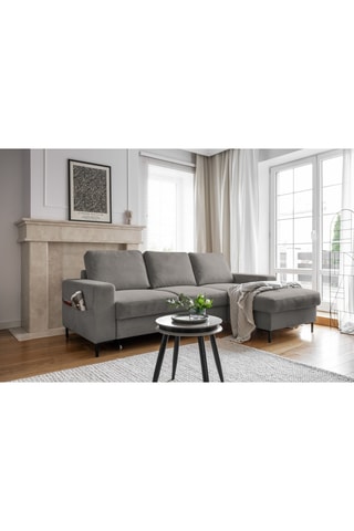 Canapé d'angle droit convertible Lofty Lilly - Gris - 4 places - En polyester