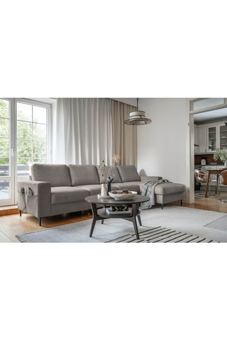 Canapé d'angle droit convertible Lofty Lilly - Taupe - 5 places - En polyester