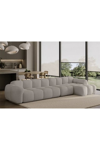 Canapé d’angle droit modulaire Cloud - Gris clair - 6 places - En polyester