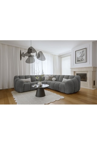 Canapé d’angle symétrique modulaire Shell - Gris - 7 places - En polyester