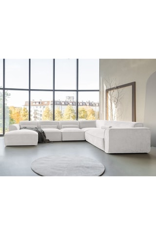 Canapé d’angle droit panoramique modulaire Flex Felix - Beige - 8 places - En polyester