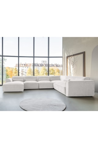 Canapé d’angle droit panoramique modulaire Flex Felix - Beige - 8 places - En polyester