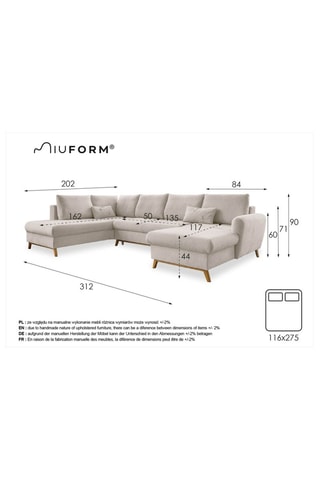 Canapé d’angle gauche panoramique convertible Scandic Lagom - Turquoise - 8 places - En polyester