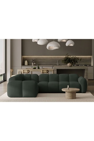 Canapé d’angle gauche modulaire Cloud - Vert foncé - 6 places - En polyester