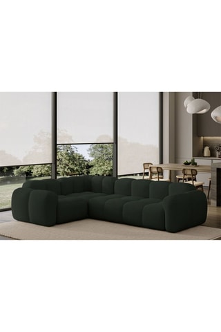 Canapé d’angle gauche modulaire Cloud - Vert foncé - 6 places - En polyester