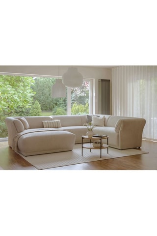 Canapé d’angle droit panoramique modulaire Gatsby - Beige - 7 places - En polyester