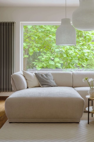 Canapé d’angle droit panoramique modulaire Gatsby - Beige - 7 places - En polyester