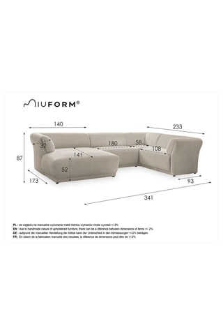 Canapé d’angle droit panoramique modulaire Gatsby - Beige - 7 places - En polyester