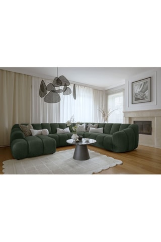 Canapé d’angle droit panoramique modulaire Shell - Vert foncé - 8 places - En polyester