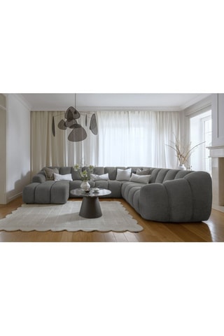 Canapé d’angle droit panoramique modulaire Shell - Gris - 8 places - En polyester