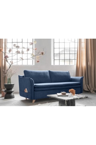 Canapé convertible Charming Charlie - Bleu marine - 3 places - En polyester