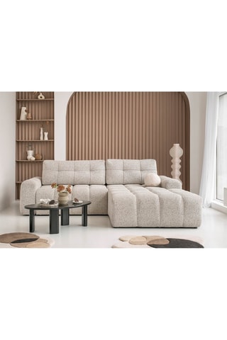 Canapé d’angle convertible Lulu - Gris chiné - 4 places - En polyester