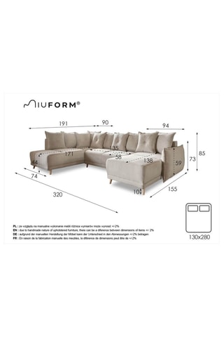 Canapé d’angle gauche panoramique convertible Lazy - Gris foncé - 8 places - En polyester antitache