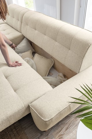 Canapé d’angle convertible et réversible Dazzing Daisy - Beige - 4 places - En polyester