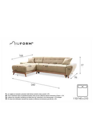 Canapé d’angle convertible et réversible Dazzing Daisy - Beige - 4 places - En polyester