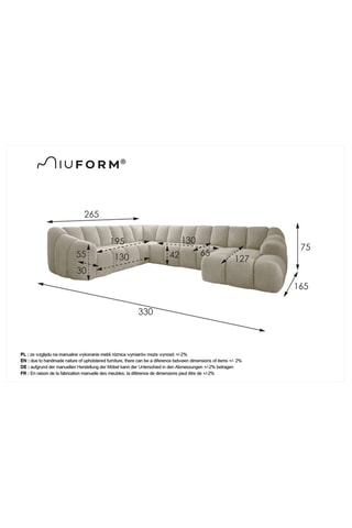 Canapé d’angle gauche modulaire Shell - Gris - 8 places - En polyester